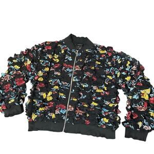 Ashley Stewart plus size 14/16 floral stripped & mesh Multi colored Jacket NWT